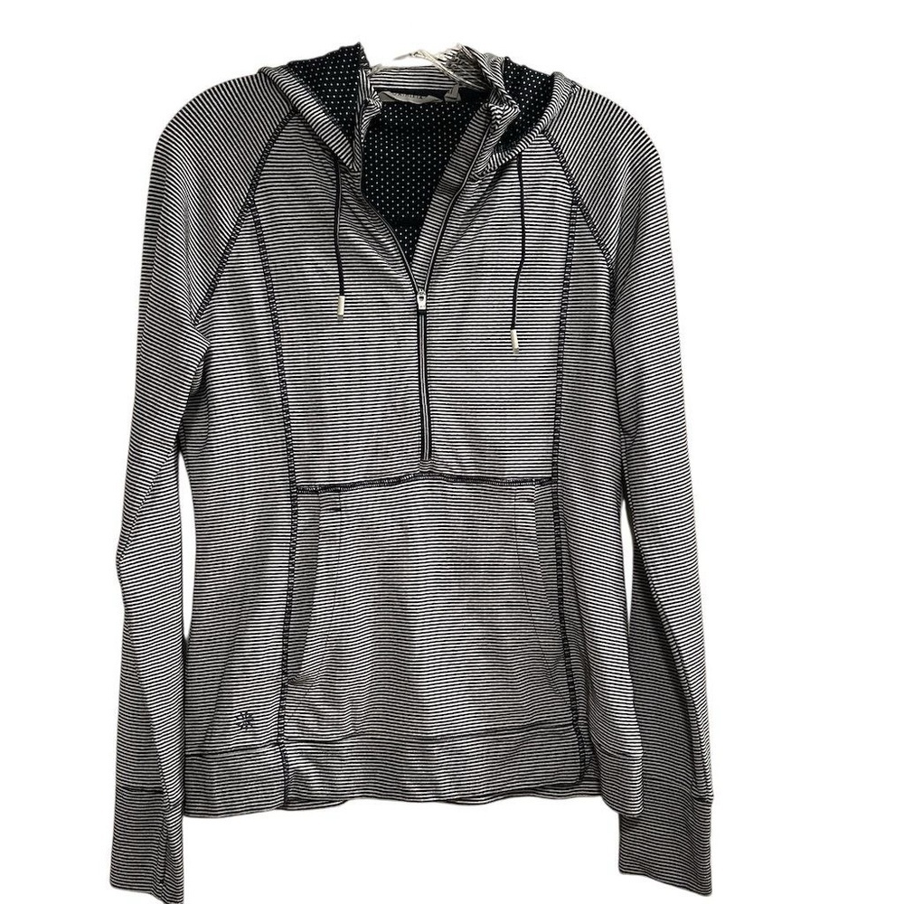 Athleta Heavenly Heights Navy and White Striped Hoodie Size‎ Small